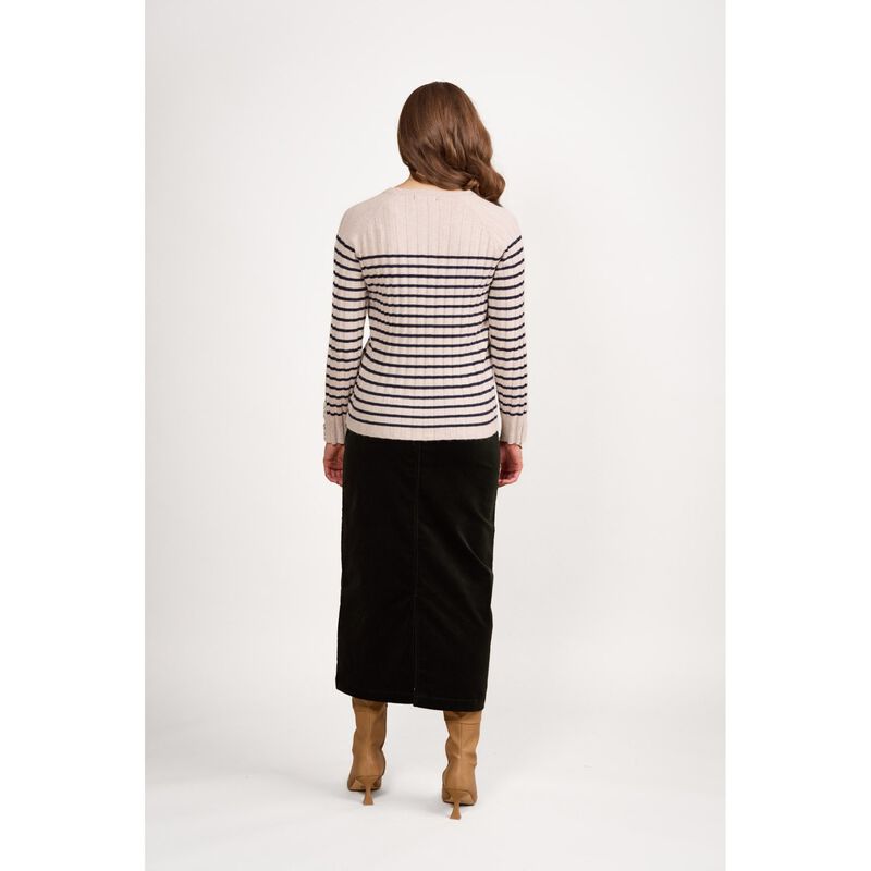 Vassalli Round Neck Ribbed Knit Jumper With Dome Cuff Detail image number 4